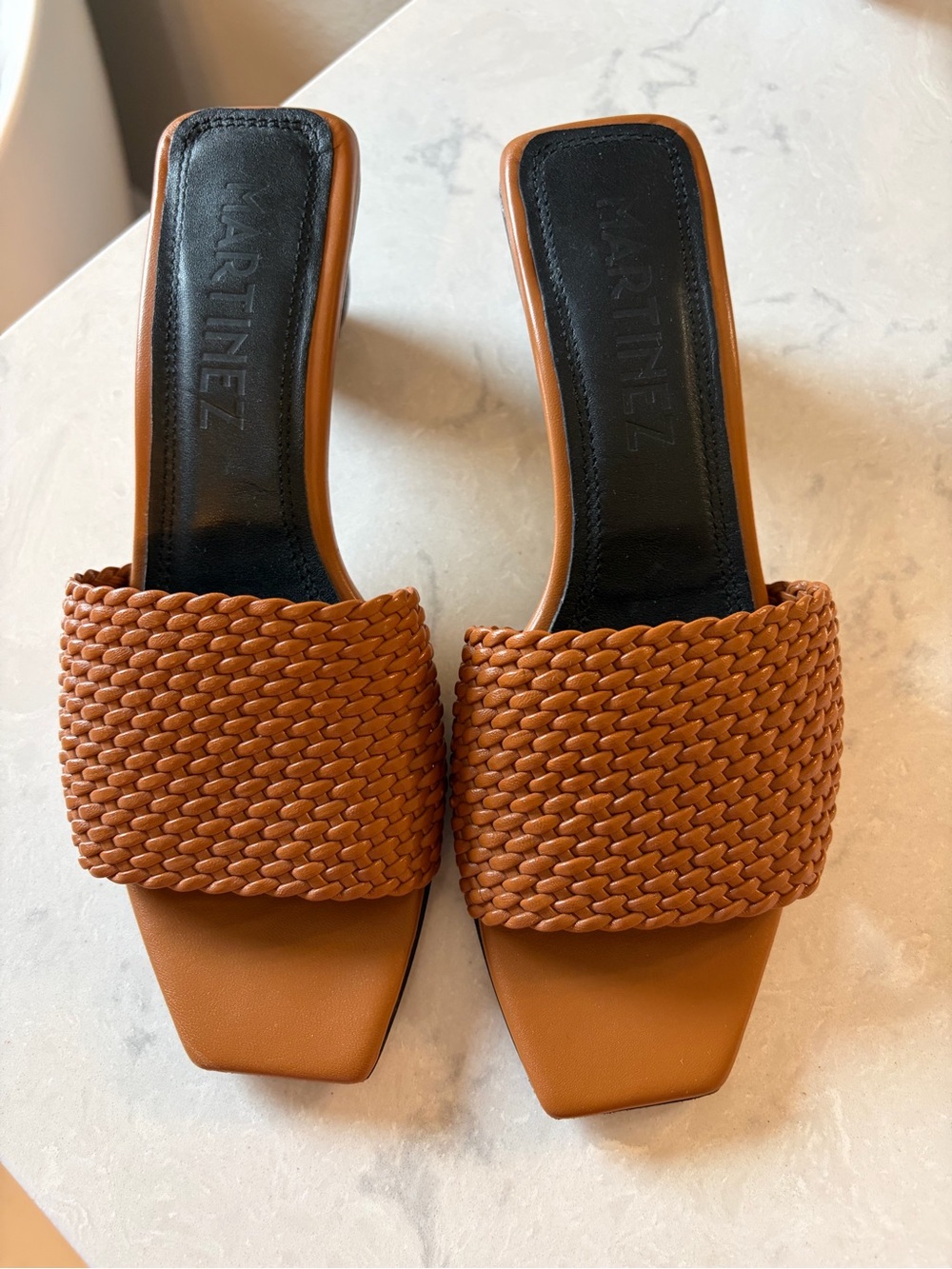 Martinez Valero Tan Braided Slide Mules